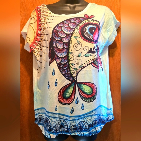 Mittelmeer Tops - Mittelmeer fun fish art t-shirt szXL